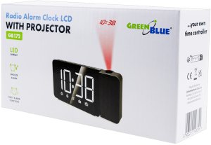 Radiobudzik cyfrowy LED z projektorem GreenBlue,radio FM, alarm, zegar 12/24, zasilanie USB 5V DC + CR2032, GB172 170