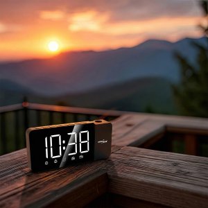 Radiobudzik cyfrowy LED z projektorem GreenBlue,radio FM, alarm, zegar 12/24, zasilanie USB 5V DC + CR2032, GB172 181