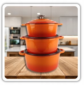 EMALIOWANY GARNEK ŻELIWNY 24cm 4L HAGE ORANGE 8