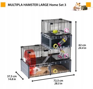 Ferplast FERPLAST Stor Hamsterbur - Musebur & Hamsterhus - Metalnet - z akcesoriami - modułowy - Multipla Hamster, 107,5 x 37,5 x h 42 CM 3