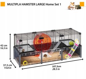 Ferplast FERPLAST Stor Hamsterbur - Musebur & Hamsterhus - Metalnet - z akcesoriami - modułowy - Multipla Hamster, 107,5 x 37,5 x h 42 CM 5
