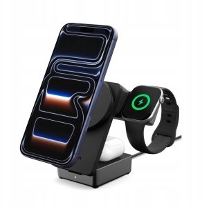 SPIGEN EF323MQ ESSENTIAL 3IN1 MAGNETIC MAGSAFE WIRELESS CHARGER 25W Qi2.2 BLACK 2