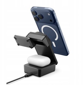 SPIGEN EF323MQ ESSENTIAL 3IN1 MAGNETIC MAGSAFE WIRELESS CHARGER 25W Qi2.2 BLACK 3