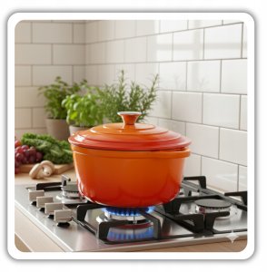 Atusa EMALIOWANY GARNEK ŻELIWNY 22cm 3L HAGE ORANGE 3