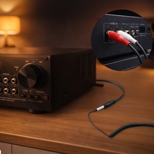 Qoltec Bezprzewodowy adapter odbiornik dźwięku Audio HiFi Home&Car| Bluetooth 6.0 | 2 x RCA | 1 x AUX 3.5mm| USB | Mikrofon 5