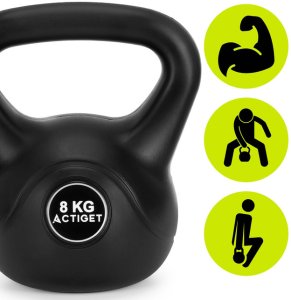 Kettlebell 8 kg odważnik, hantla do ćwiczeń ABS kula do treningu siłowego, czarny UNIWERSALNY 8