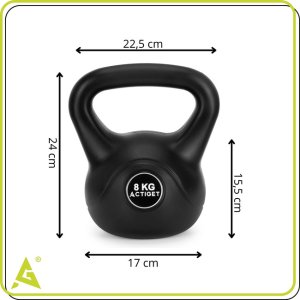 Kettlebell 8 kg odważnik, hantla do ćwiczeń ABS kula do treningu siłowego, czarny UNIWERSALNY 10