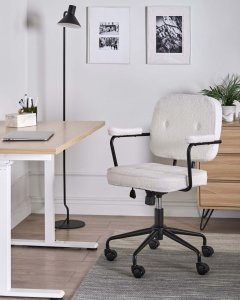 Krzesło obrotowe PAWNEE Boucle Złamana biel 4