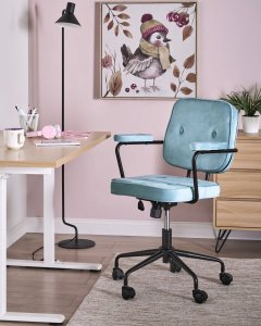 Krzesło obrotowe PAWNEE Welur Błękitny 4