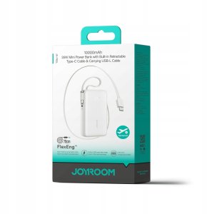 Powerbank Joyroom JR-PR2L 10000mAh 35W z wbudowanym zwijanym kablem USB-C i kablem-smyczą Lightning - biały 2