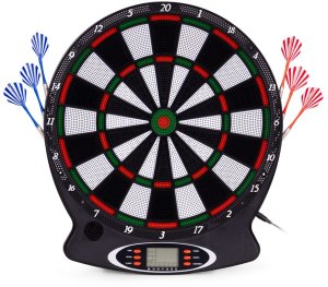 Elektroniczna tarcza do darta gry w rzutki lotki tablica LCD 38 cm 18 gier zestaw 6 rzutek EDUKAMP 5