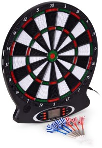 Elektroniczna tarcza do darta gry w rzutki lotki tablica LCD 38 cm 18 gier zestaw 6 rzutek EDUKAMP 6