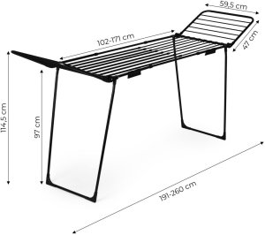Suszarka na pranie stojąca rozsuwana teleskopowa 27 metrów składana czarna EDUKAMP 10