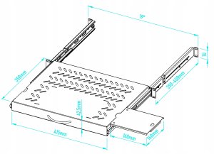 REGULOWANA SZUFLADA DO KLAWIATURY I MYSZKI RSR-F2-19-1U-350B-KM STALFLEX 2