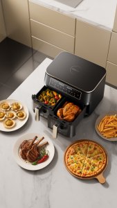 Frytkownica beztłuszczowa Dreame Airfryer dwukomorowy  Tasti™ DZ30 czarny 7