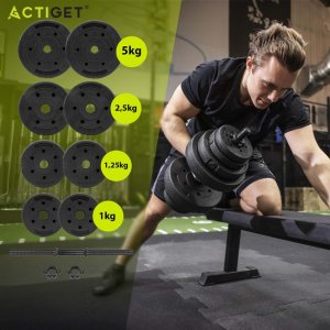 Hantle do ćwiczeń 20 kg regulowane zestaw obciążeń 2x10 kg gryf do treningu siłowego UNIWERSALNY 9