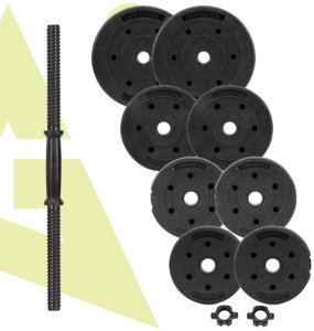 Hantle do ćwiczeń 20 kg regulowane zestaw obciążeń 2x10 kg gryf do treningu siłowego UNIWERSALNY 10