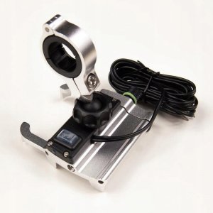 Uchwyt motocyklowy na telefon z szybką ładowarką USB - R10-metal - srebrny 4