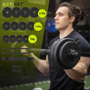 Hantle do ćwiczeń regulowane 20 kg zestaw obciążeń gryf do treningu siłowego UNIWERSALNY 18