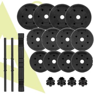 Hantle do ćwiczeń regulowane 20 kg zestaw obciążeń gryf do treningu siłowego UNIWERSALNY 21