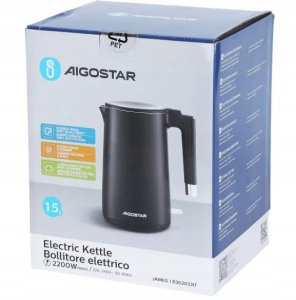 Czajnik Elektryczny Aigostar James 2200W 1,5L Stal Nierdzewna Czarny 8