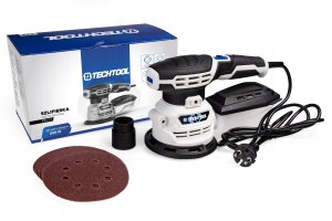 SZLIFIERKA OSCYLACYJNA MIMOŚRODOWA DO DREWNA 125MM + PAPIERY ŚCIERNE 10 SZT 4