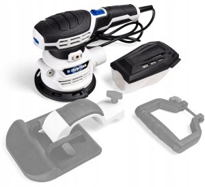 SZLIFIERKA OSCYLACYJNA MIMOŚRODOWA DO DREWNA 125MM + PAPIERY ŚCIERNE 10 SZT 9