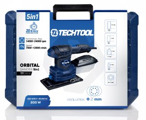 Szlifierka Deko SZLIFIERKA OSCYLACYJNA MIMOŚRODOWA DO DREWNA 5w1 WIELOFUNKCYJNA TECHTOOL 7