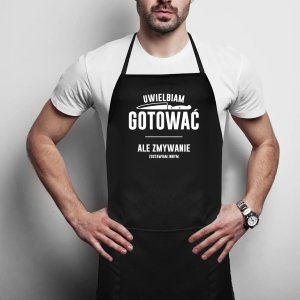 Koszulkowy Uwielbiam gotować, ale zmywanie zostawiam innym - fartuch z nadrukiem 2