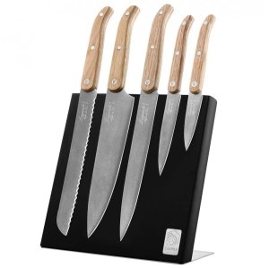 Komplet noży Laguiole Oak wood Stonewash z blokiem magnetycznym 7