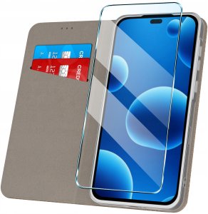 krainaGSM Etui z klapką do Honor 400 Lite Zamykane Złote Futerał + Szkło 9H 2