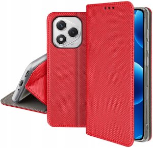 krainaGSM Etui z klapką do Honor 400 Lite Zamykane Czerwone Futerał + Szkło 9H 5