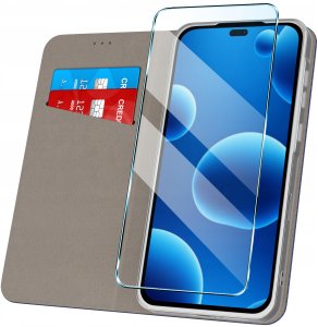 krainaGSM Etui z klapką do Honor 400 Lite Zamykane Granatowe Futerał + Szkło 9H 2