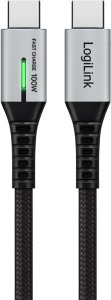 LogiLink USB-C 20 Gb/s, 100W 0.3m w oplocie czarny 2