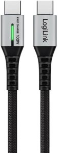 LogiLink USB-C 480 Mb/s 100W 2.0m w oplocie czarny 2