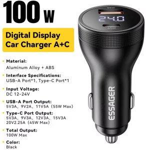 Ładowarka samochodowa Essager 100W USB-C + USB-A 2