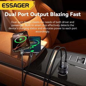 Ładowarka samochodowa Essager 100W USB-C + USB-A 3