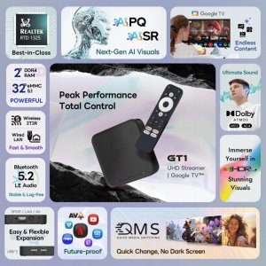 SMART TV Box 4K RockTek GT1 2GB RAM + 32GB pamięci wew. Android 12 5