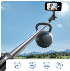 Wozinsky Selfie stick WC1Y30S teleskopowy tripod 1.3m z uchwytem na telefon - czarny 3