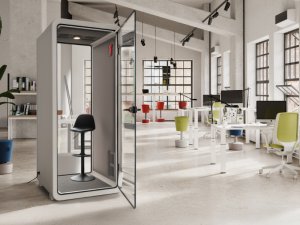 Puma Kabina akustyczna do biura jednoosobowa Small Booth  biały/szary 3D z siedziskiem 22