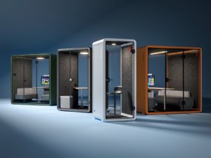 Puma Kabina akustyczna do biura jednoosobowa Small Booth  biały/szary 3D z siedziskiem 6