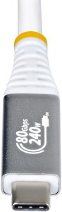 Kabel USB StarTech STARTECH.COM 1m USB4 Kabel 80Gbps certyfikowany przez USB-IF USB-C Ladekabel 240W 8K 120Hz-4K 240Hz DP2.1monitorkabel Thunderbolt 4 biały 4