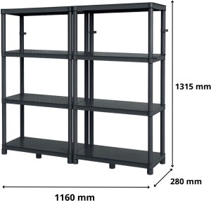 Regał magazynowy podwójny 4 półkowy 1315x1160mm do sklepu. magazynu 4