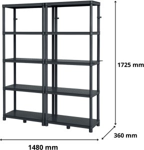 Regał magazynowy podwójny 5 półkowy 1725x1480mm do sklepu. magazynu 4