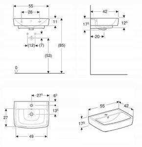 WASHBASIN KOLO REKORD GEBERIT 55X42 2