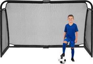 Duża metalowa bramka piłkarska z siatką treningowa do gry w piłkę nożną 300x200x90 cm czarna 13