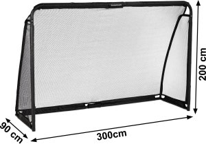 Duża metalowa bramka piłkarska z siatką treningowa do gry w piłkę nożną 300x200x90 cm czarna 10