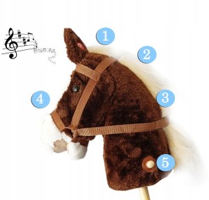 Hobby Horse miękka głowa konia koń na kiju rży 93 cm dźwięki galopu plusz 3