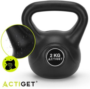 Kettlebelle 2 kg odważnik kulowy ABS hantla do ćwiczeń kula do treningu siłowego czarna UNIWERSALNY 11