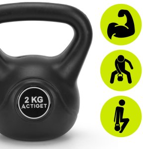 Kettlebelle 2 kg odważnik kulowy ABS hantla do ćwiczeń kula do treningu siłowego czarna UNIWERSALNY 10